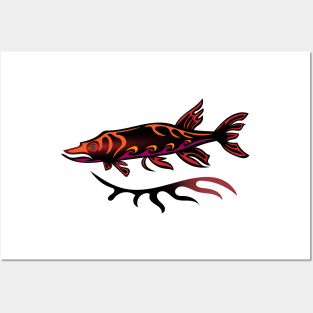 Sunset Fish Ojibwe Indigenous WAWEZHI CANADA Posters and Art